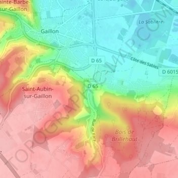 Mapa topográfico Jeufosse, altitude, relevo