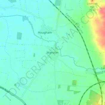 Mapa topográfico Marston, altitude, relevo