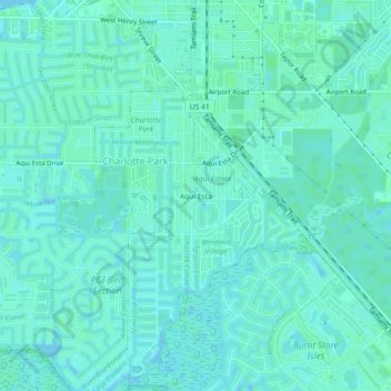 Mapa topográfico Aqui Esta, altitude, relevo