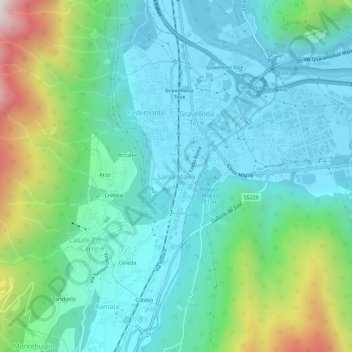 Mapa topográfico Santa Maria, altitude, relevo