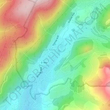 Mapa topográfico Les Breuchottes, altitude, relevo