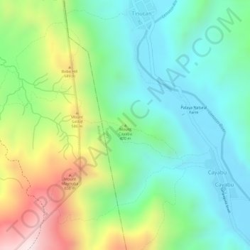 Mapa topográfico Mount Cayabu, altitude, relevo