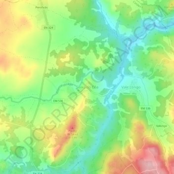 Mapa topográfico Seixo do Côa, altitude, relevo