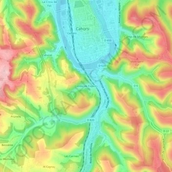Mapa topográfico Combe de Payrolis, altitude, relevo