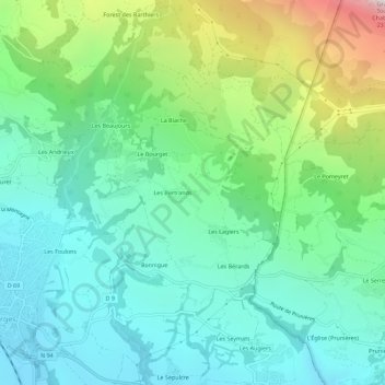 Mapa topográfico Les Jurians, altitude, relevo