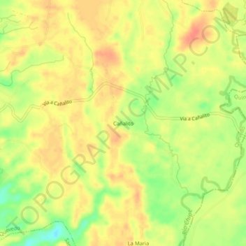 Mapa topográfico Cañalito, altitude, relevo