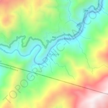 Mapa topográfico Bugnay, altitude, relevo