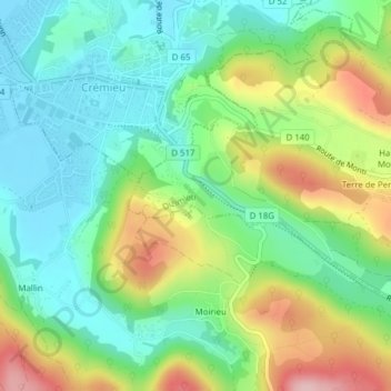 Mapa topográfico Blied, altitude, relevo