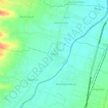 Mapa topográfico Petok, altitude, relevo