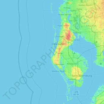 Mapa topográfico Sand Key, altitude, relevo