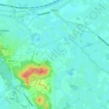 Mapa topográfico Zwiep, altitude, relevo