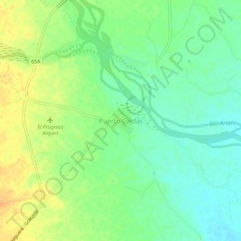 Mapa topográfico Puerto Caldas, altitude, relevo