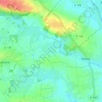 Mapa topográfico Cohem, altitude, relevo