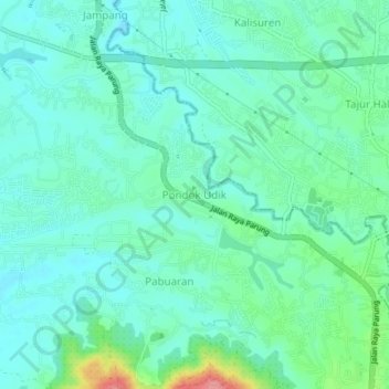 Mapa topográfico Pondok Udik, altitude, relevo