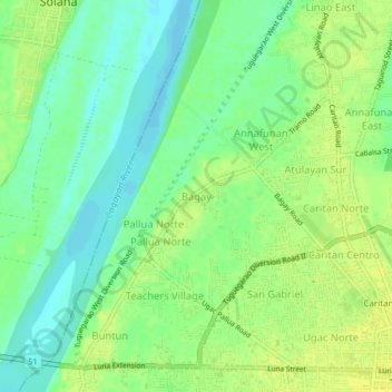 Mapa topográfico Bagay, altitude, relevo
