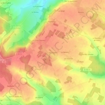Mapa topográfico Les Usages, altitude, relevo
