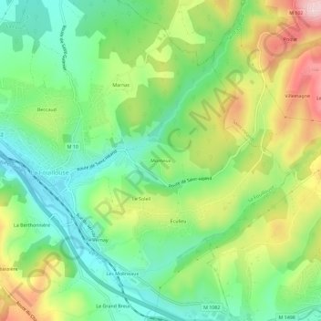 Mapa topográfico Monteux, altitude, relevo
