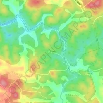 Mapa topográfico Sonda, altitude, relevo