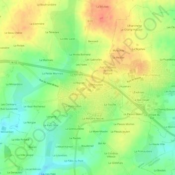 Mapa topográfico La Bastille, altitude, relevo