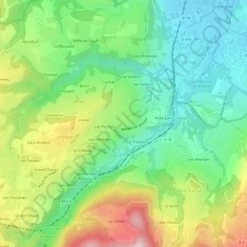 Mapa topográfico Montpas, altitude, relevo