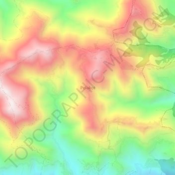 Mapa topográfico Pelakot, altitude, relevo