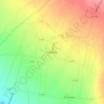 Mapa topográfico Cartavio, altitude, relevo