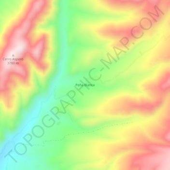 Mapa topográfico Peña Blanca, altitude, relevo
