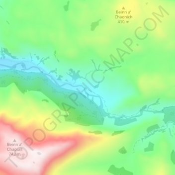 Mapa topográfico Balvraid, altitude, relevo
