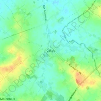 Mapa topográfico Celles, altitude, relevo