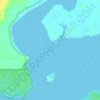 Mapa topográfico Hardy Inlet, altitude, relevo