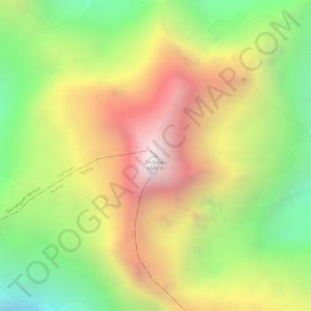 Mapa topográfico Tocllaraju, altitude, relevo