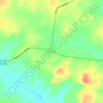 Mapa topográfico Bonfim, altitude, relevo