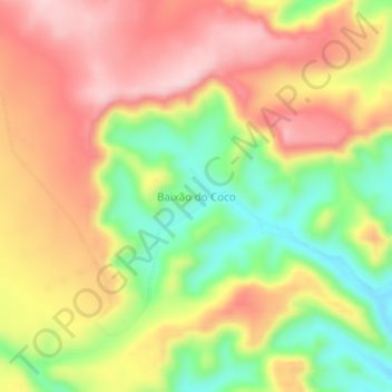 Mapa topográfico Baixão do Coco, altitude, relevo
