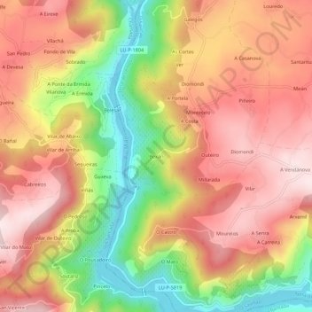 Mapa topográfico Bexán, altitude, relevo