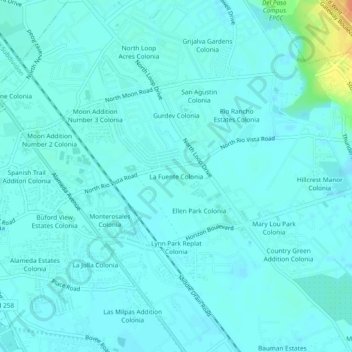 Mapa topográfico La Fuente Colonia, altitude, relevo