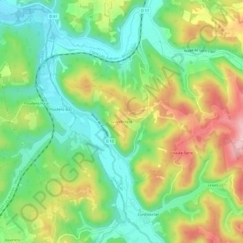 Mapa topográfico Grandroque, altitude, relevo