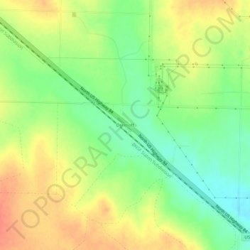 Mapa topográfico Dermott, altitude, relevo