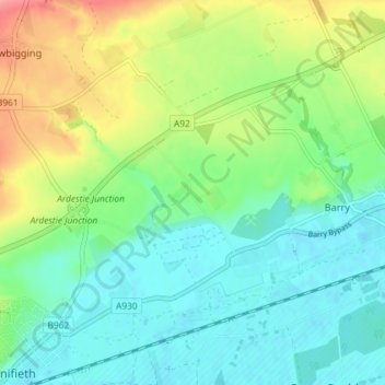 Mapa topográfico Woodhill, altitude, relevo