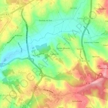 Mapa topográfico Azabucho, altitude, relevo