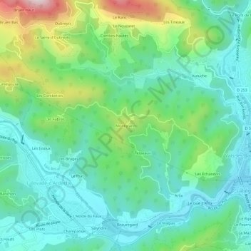 Mapa topográfico Montgrand, altitude, relevo
