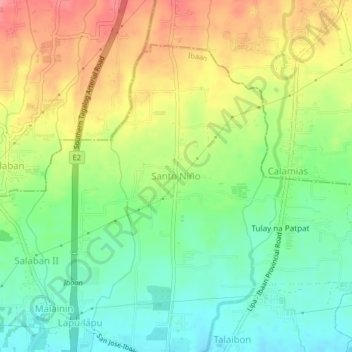Mapa topográfico Santo Niño, altitude, relevo