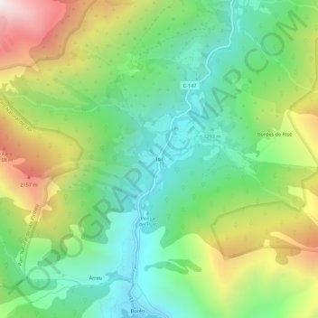 Mapa topográfico Isil, altitude, relevo