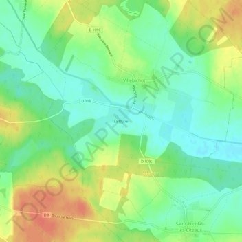 Mapa topográfico La Outre, altitude, relevo