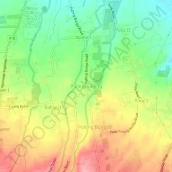 Mapa topográfico Pulong Saging, altitude, relevo