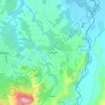 Mapa topográfico Barragan, altitude, relevo