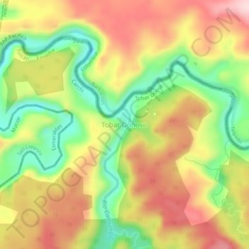 Mapa topográfico Tobar Donoso, altitude, relevo