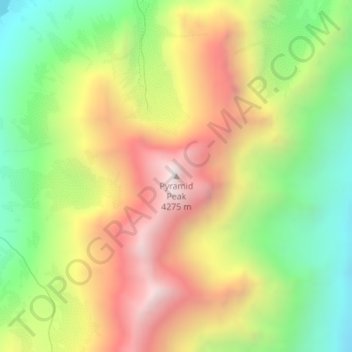 Mapa topográfico Pyramid Peak, altitude, relevo