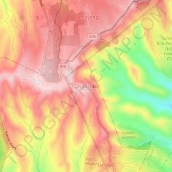 Mapa topográfico Dayap Itaas, altitude, relevo