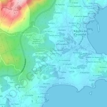 Mapa topográfico O Sobral, altitude, relevo