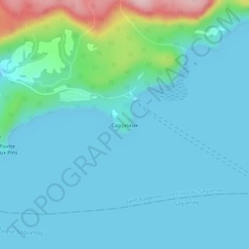 Mapa topográfico Cap Jaseux, altitude, relevo